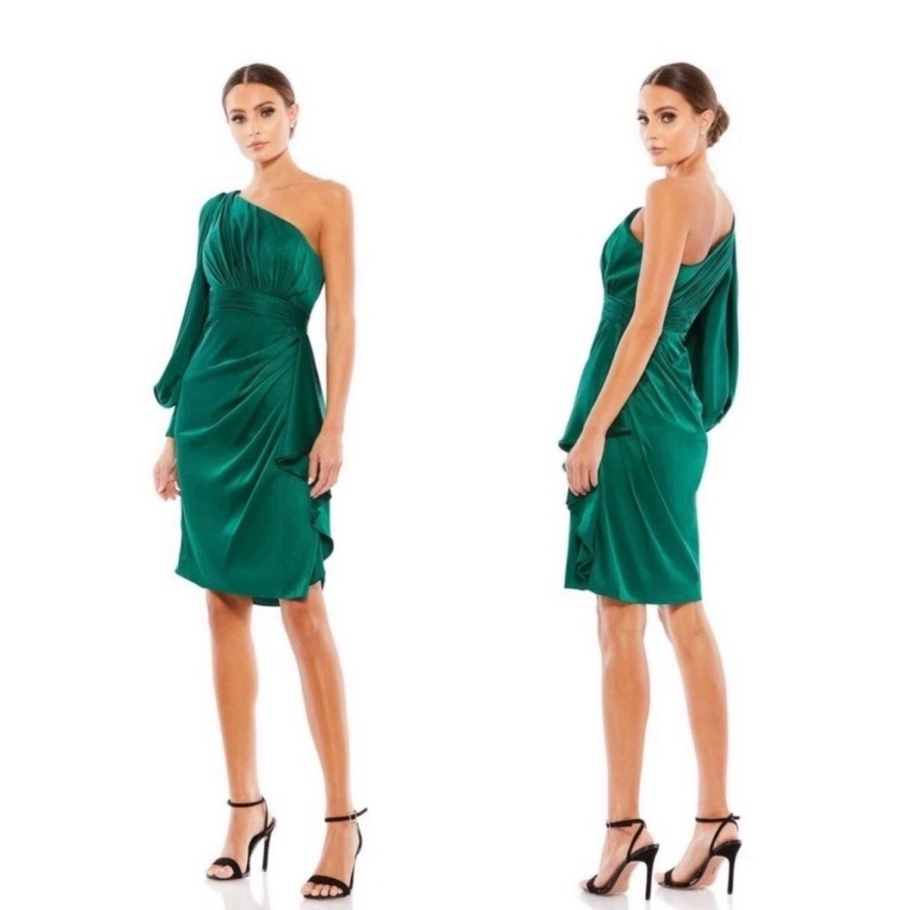 Mac Duggal One-Shoulder Emerald Dress